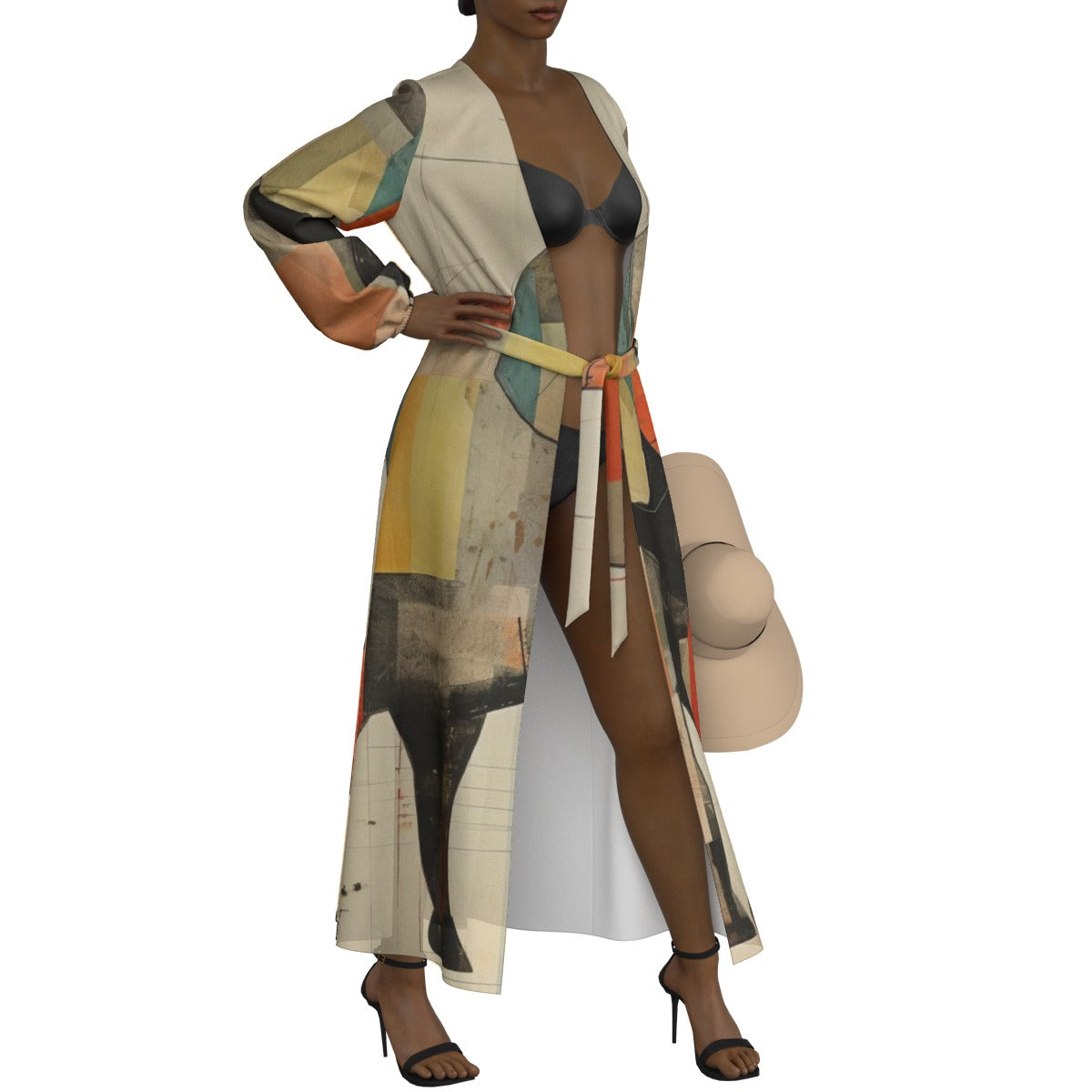 All-Over Print Women's Lace-up Chiffon Robe