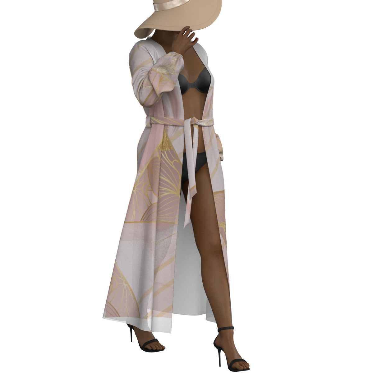 All-Over Print Women's Lace-up Chiffon Robe