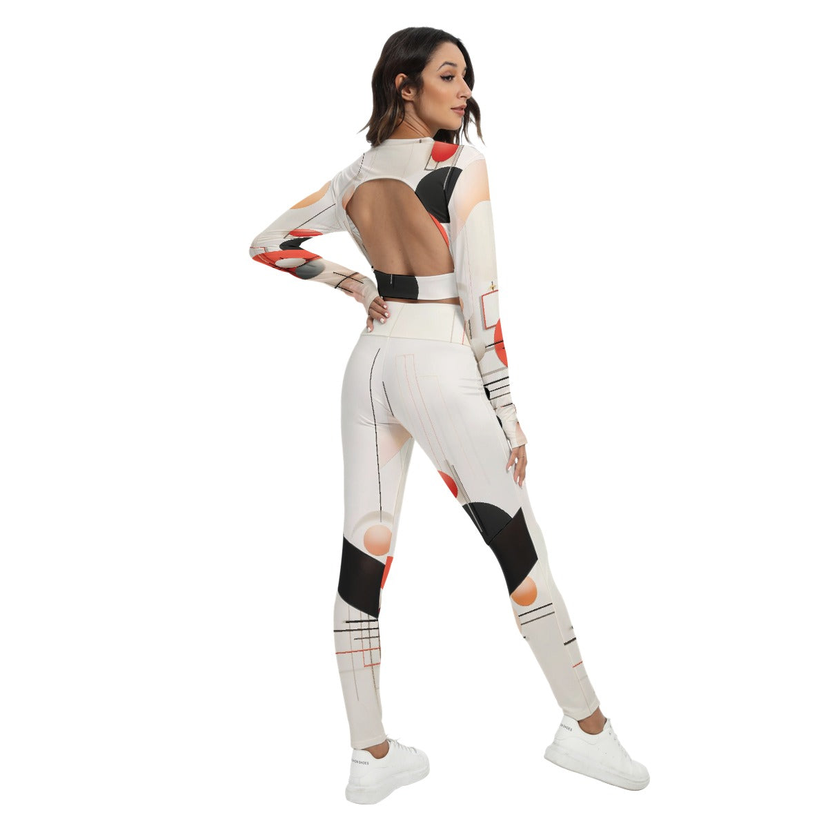 All-Over Print Women's Sport Set With Backless Top And Leggings