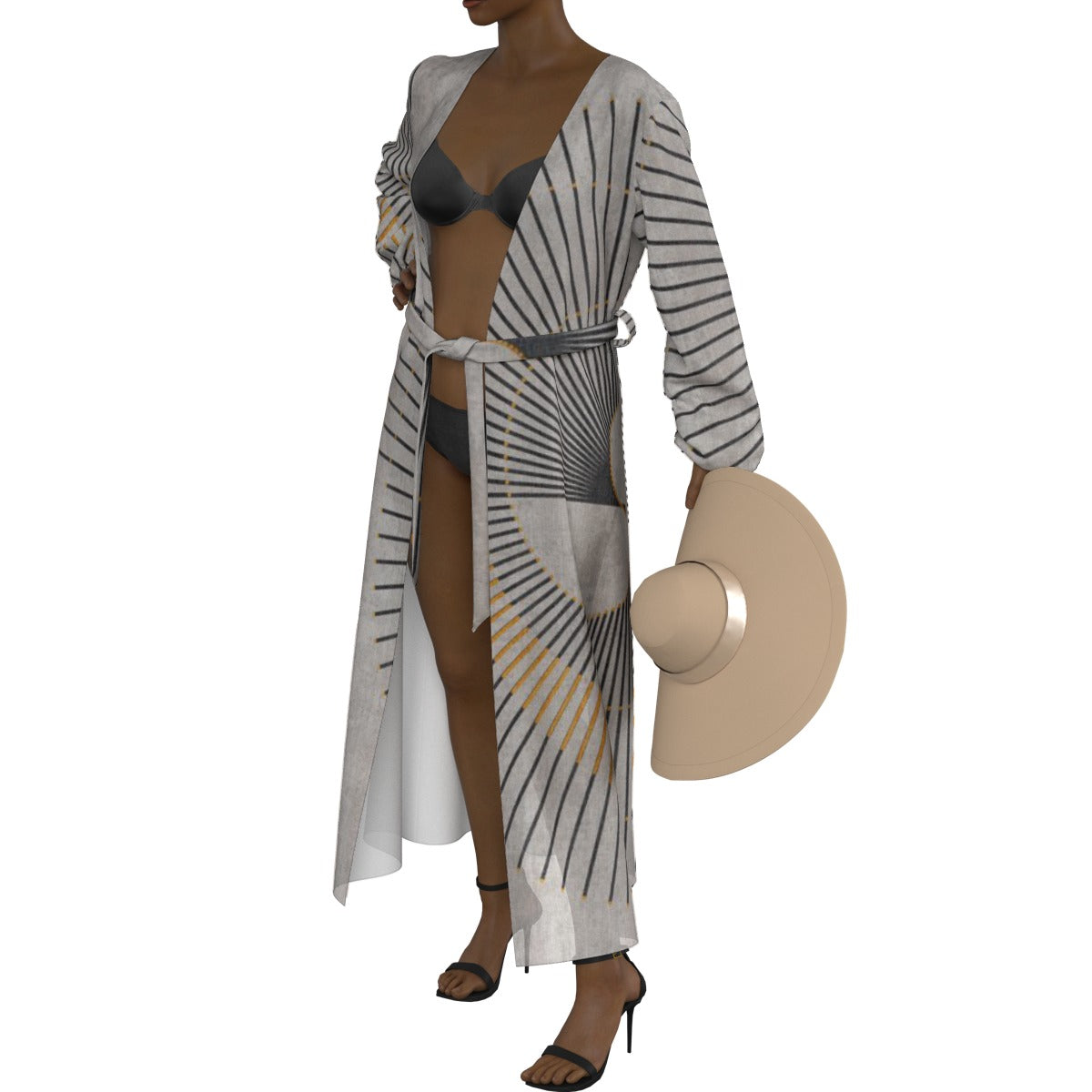 All-Over Print Women's Lace-up Chiffon Robe