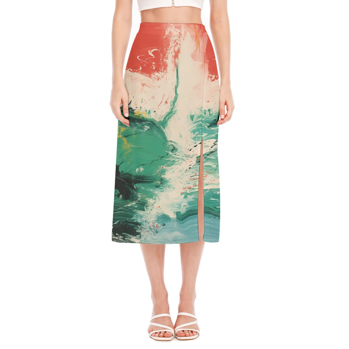 All-Over Print Women's High Slit Long Skirt