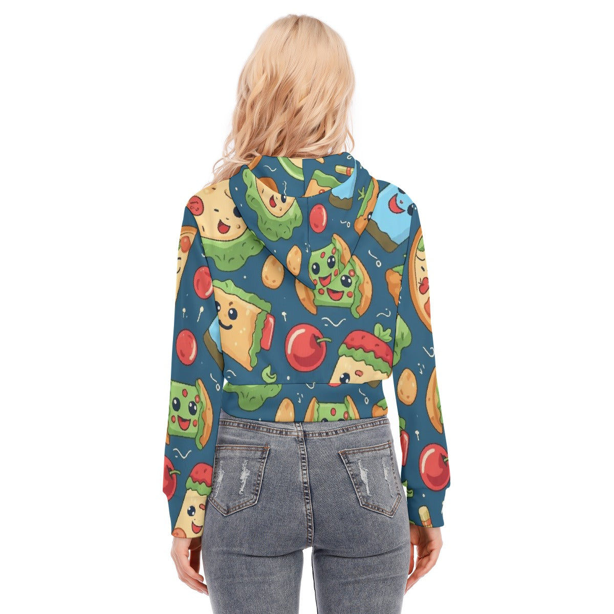 All-Over Print Women's Crop Top Hoodie With Zipper Closure