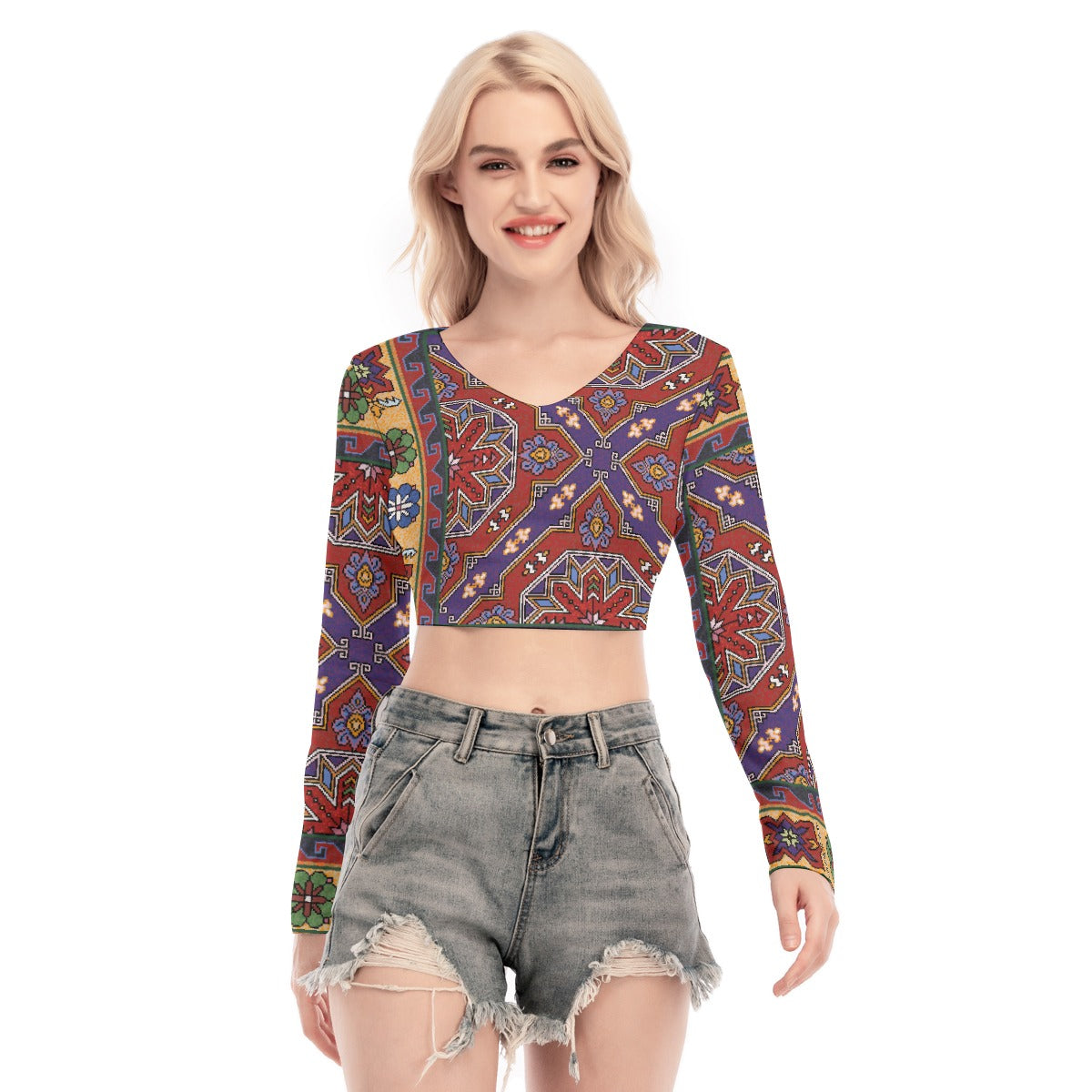 All-Over Print Women's Back Hollow T-shirt With Strap