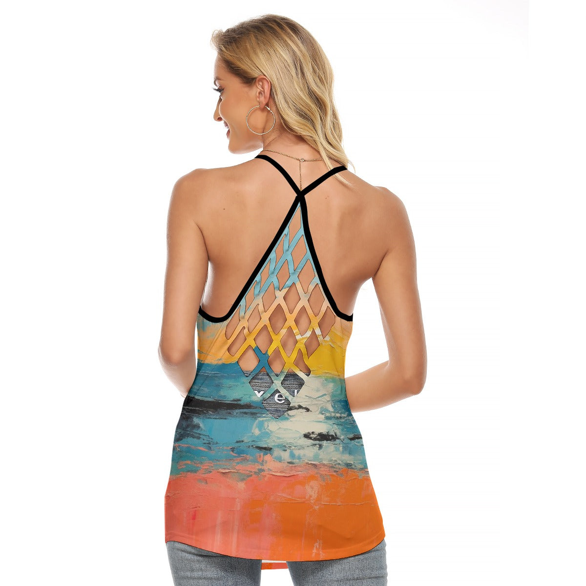 All-Over Print Women's Criss-Cross Open Back Tank Top