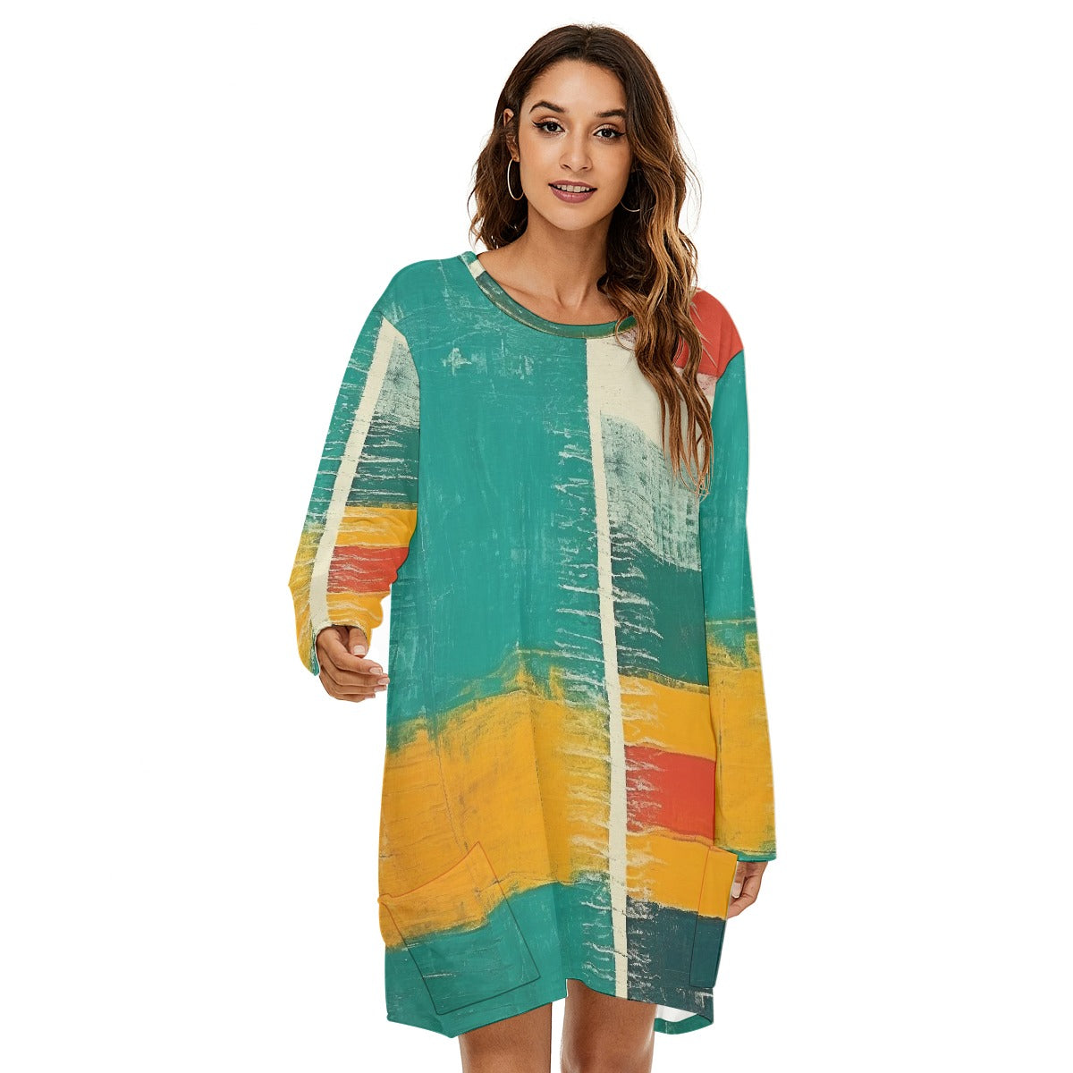 All-Over Print  Women's Loose Crew Neck Dress