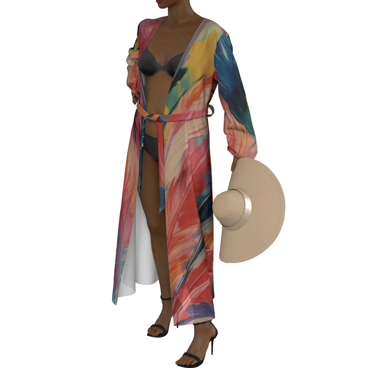 All-Over Print Women's Lace-up Chiffon Robe