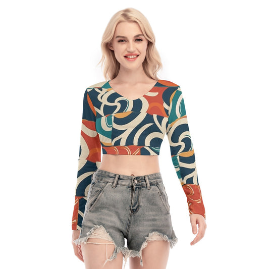 All-Over Print Women's Back Hollow T-shirt With Strap