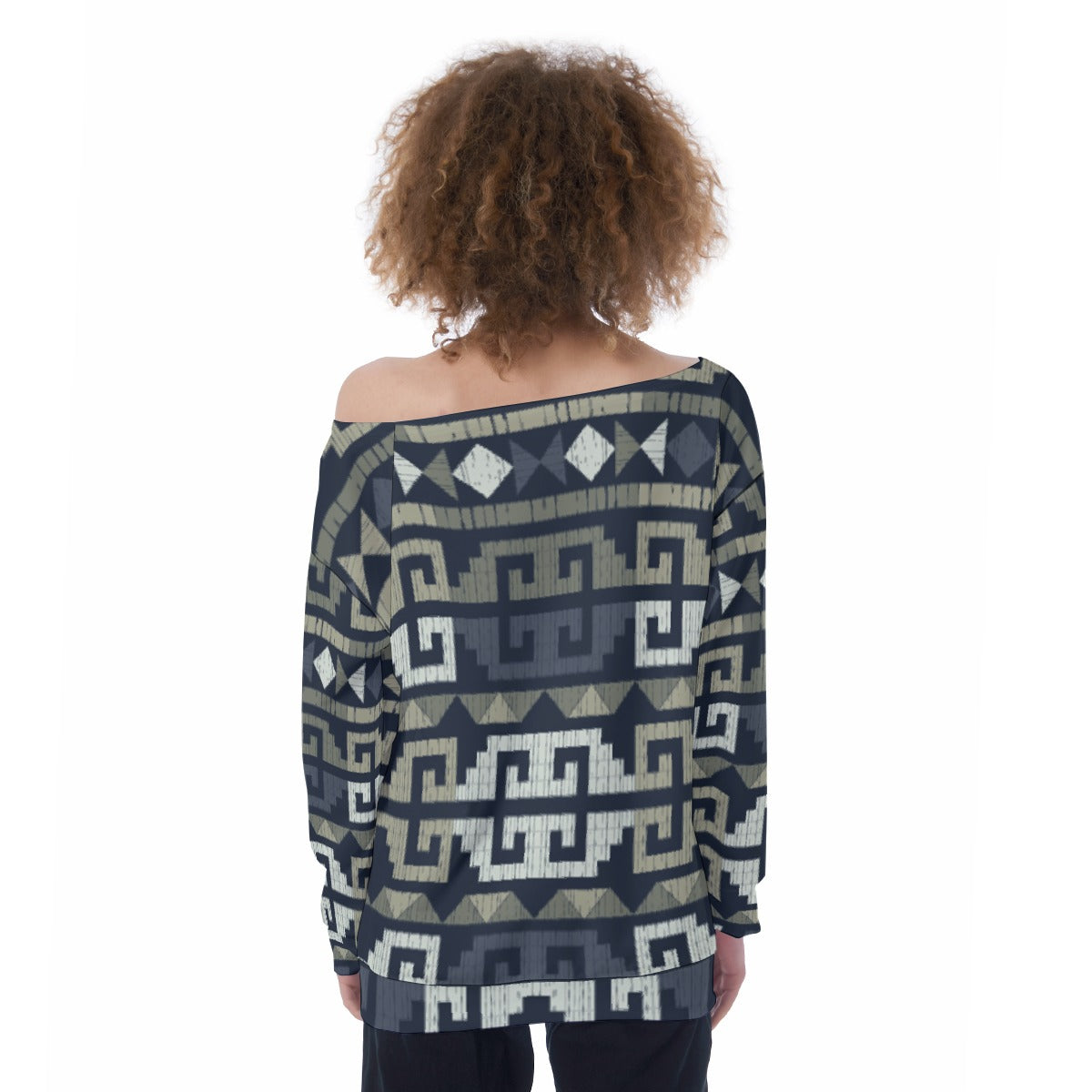 All-Over Print Oversized Women's Off-Shoulder Sweatshirt