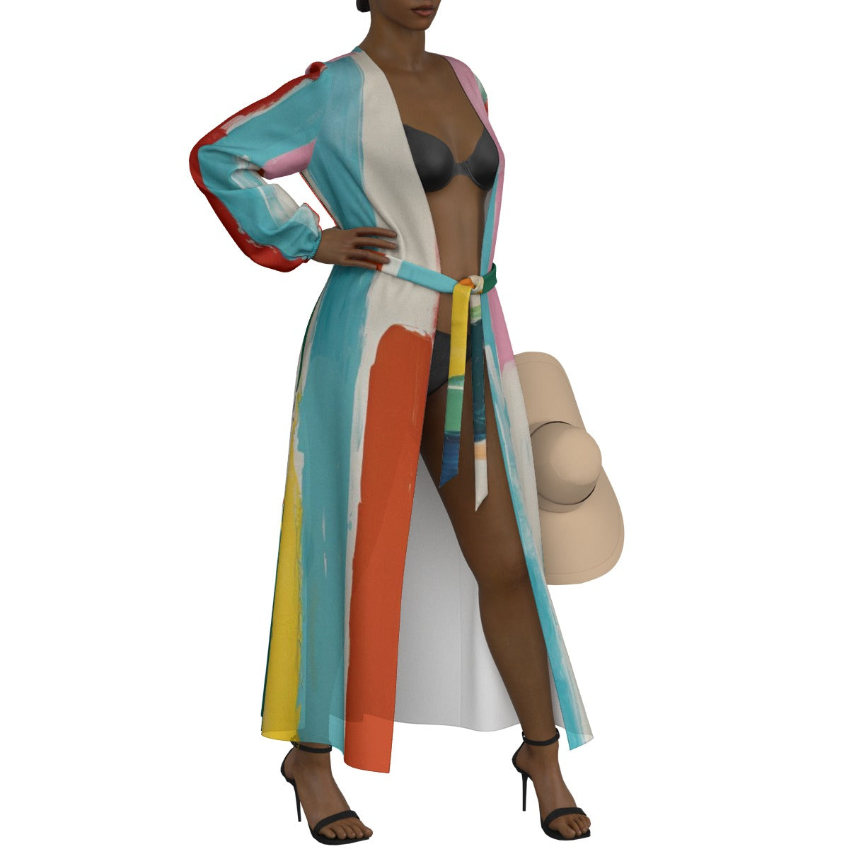 All-Over Print Women's Lace-up Chiffon Robe