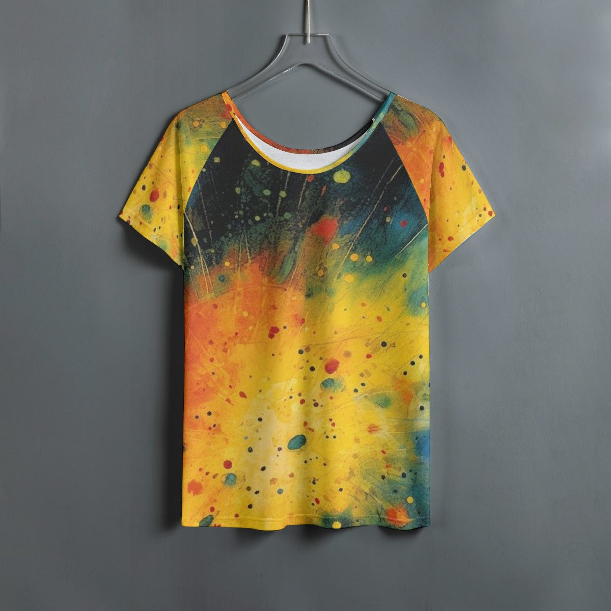 All-Over Print Women's Round Neck T-shirt With Raglan Sleeve