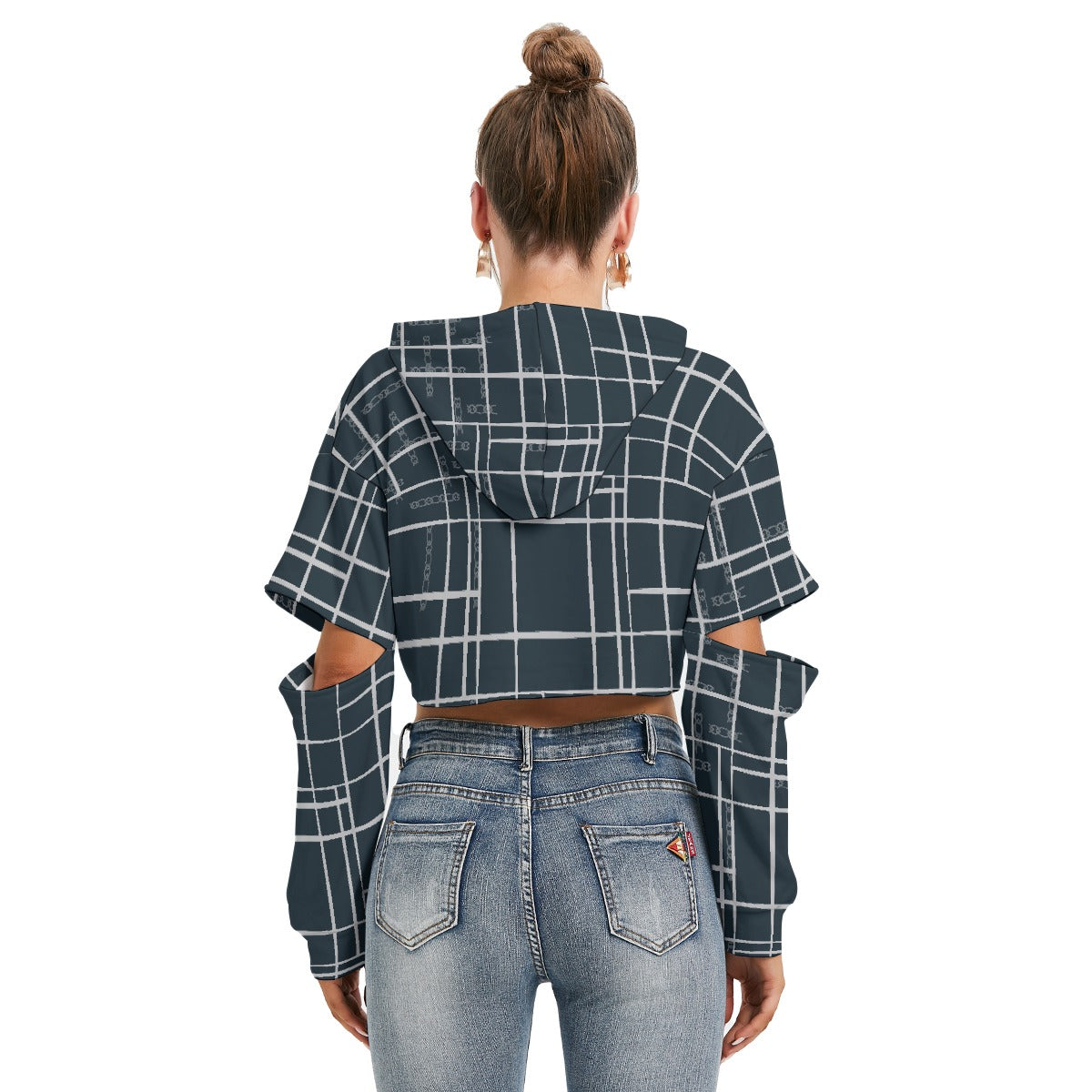 All-Over Print Women's Heavy Fleece Hoodie With Hollow Out Sleeve