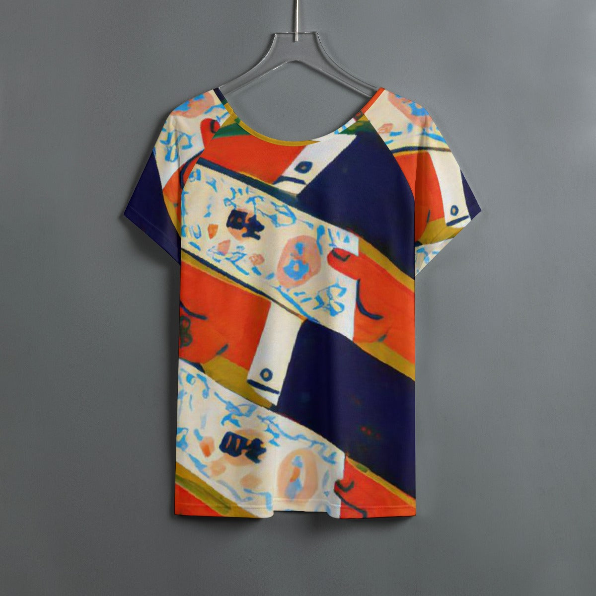 All-Over Print Women's Round Neck T-shirt With Raglan Sleeve