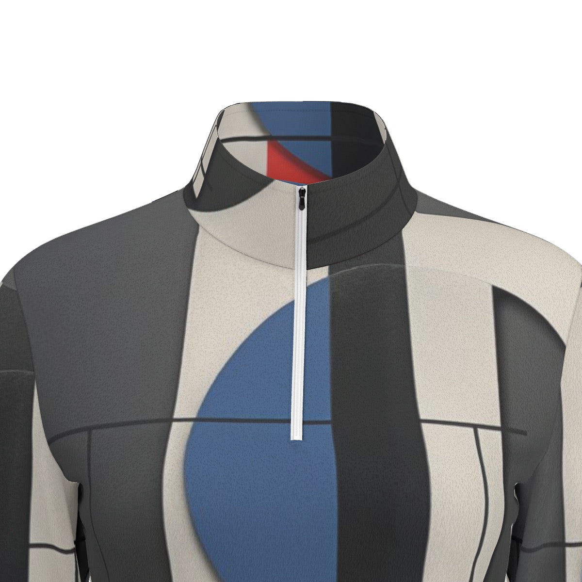 All-Over Print Women's Sports Collar Jersey With Long Sleeve