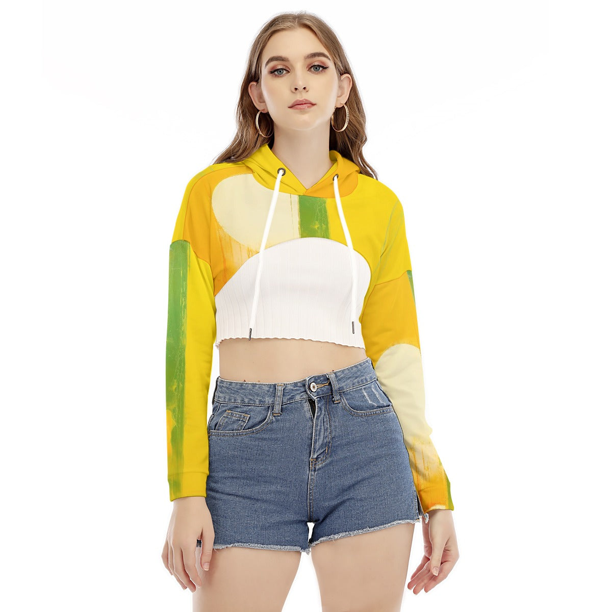 All-Over Print Women's Smock Short Hoodie With Long Sleeve