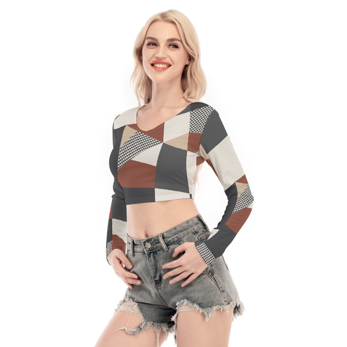 All-Over Print Women's Back Hollow T-shirt With Strap