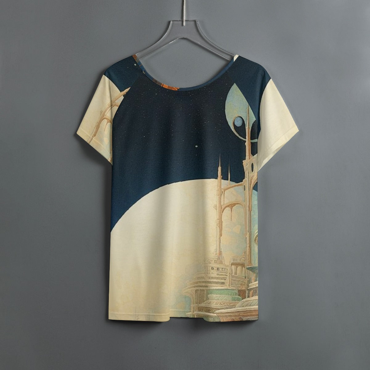 All-Over Print Women's Round Neck T-shirt With Raglan Sleeve