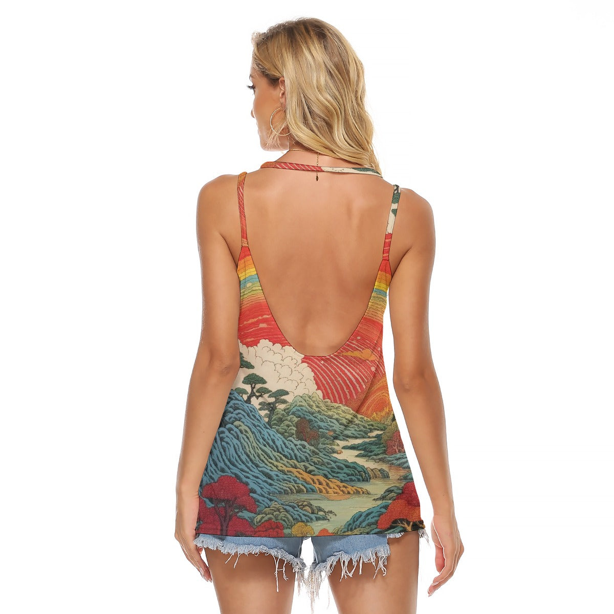 All-Over Print Women's Halter Top With Backless