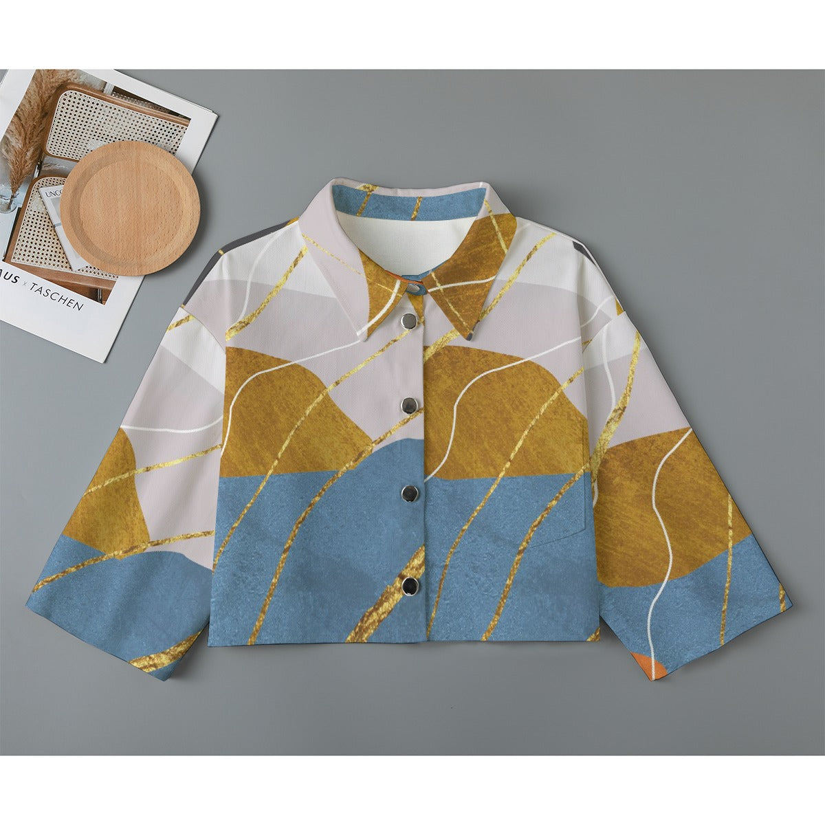 All-Over Print Women's Cropped Jacket | 245GSM Cotton