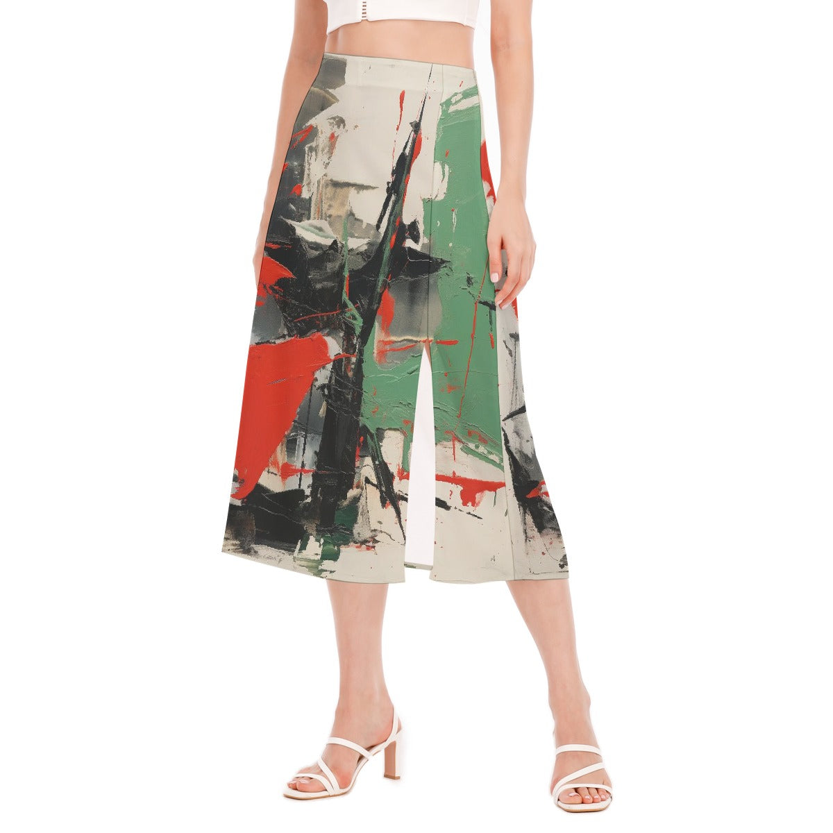 All-Over Print Women's High Slit Long Skirt