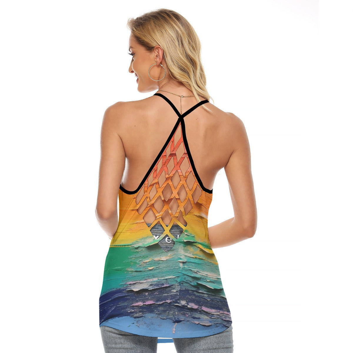 All-Over Print Women's Criss-Cross Open Back Tank Top