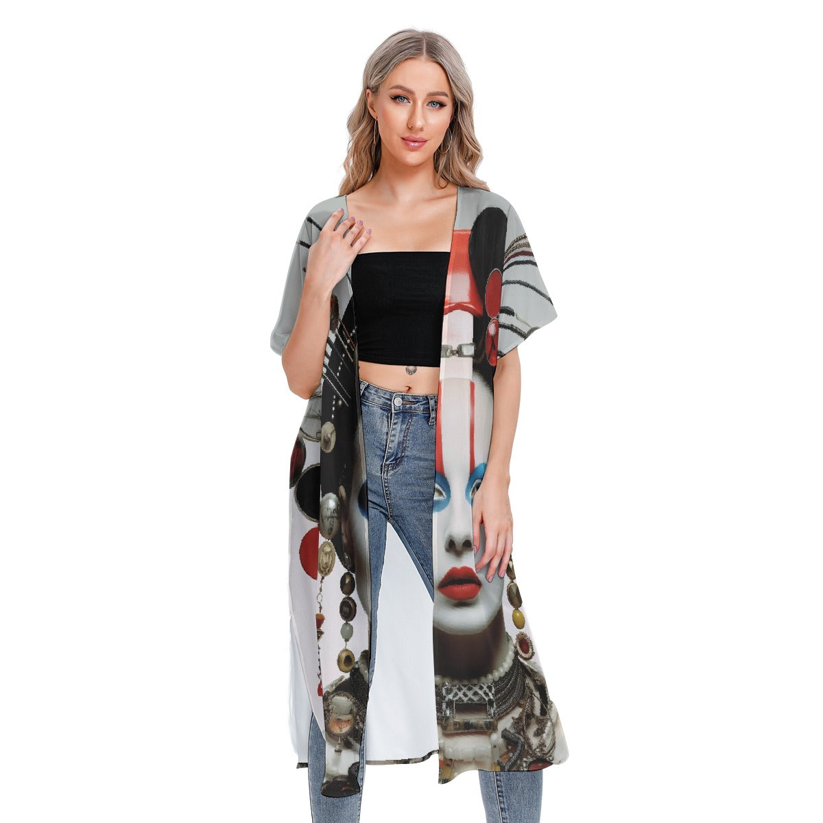 All-Over Print Women's Short Sleeve Cardigan