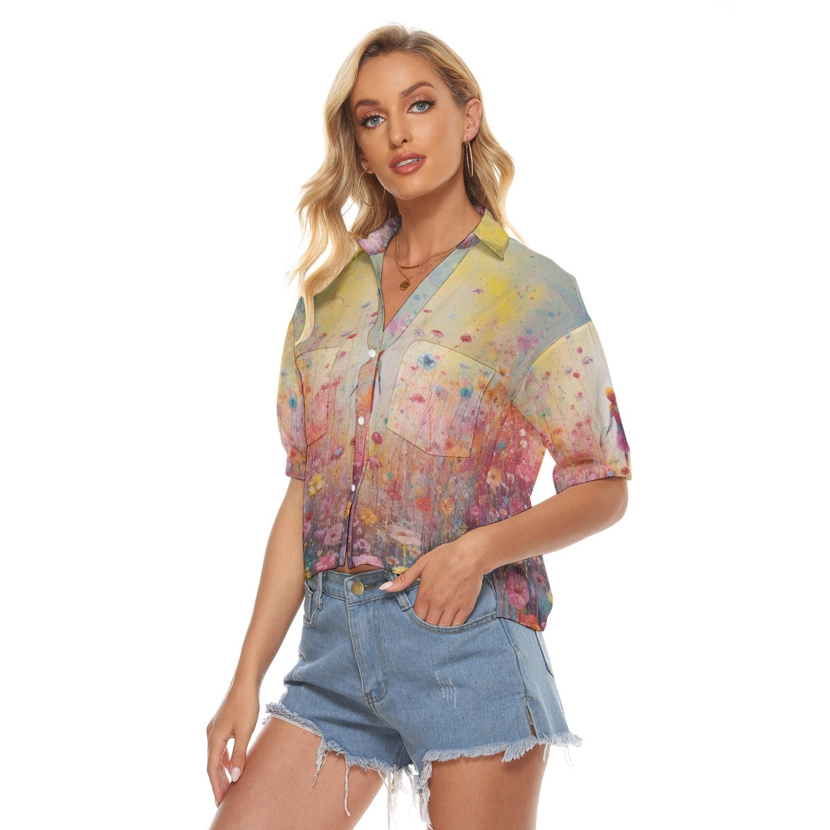 All-Over Print Women's V-neck Shirts