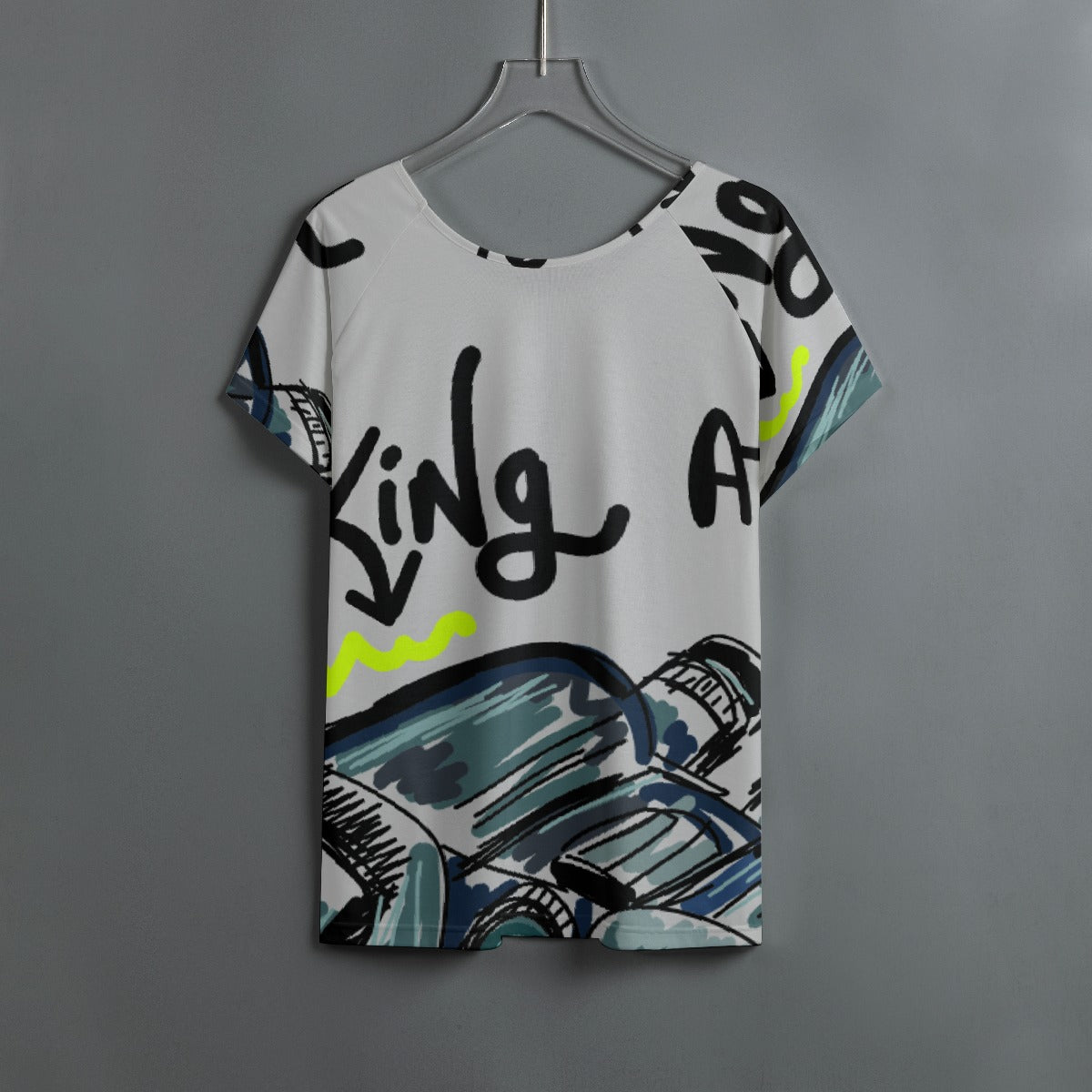 All-Over Print Women's Round Neck T-shirt With Raglan Sleeve