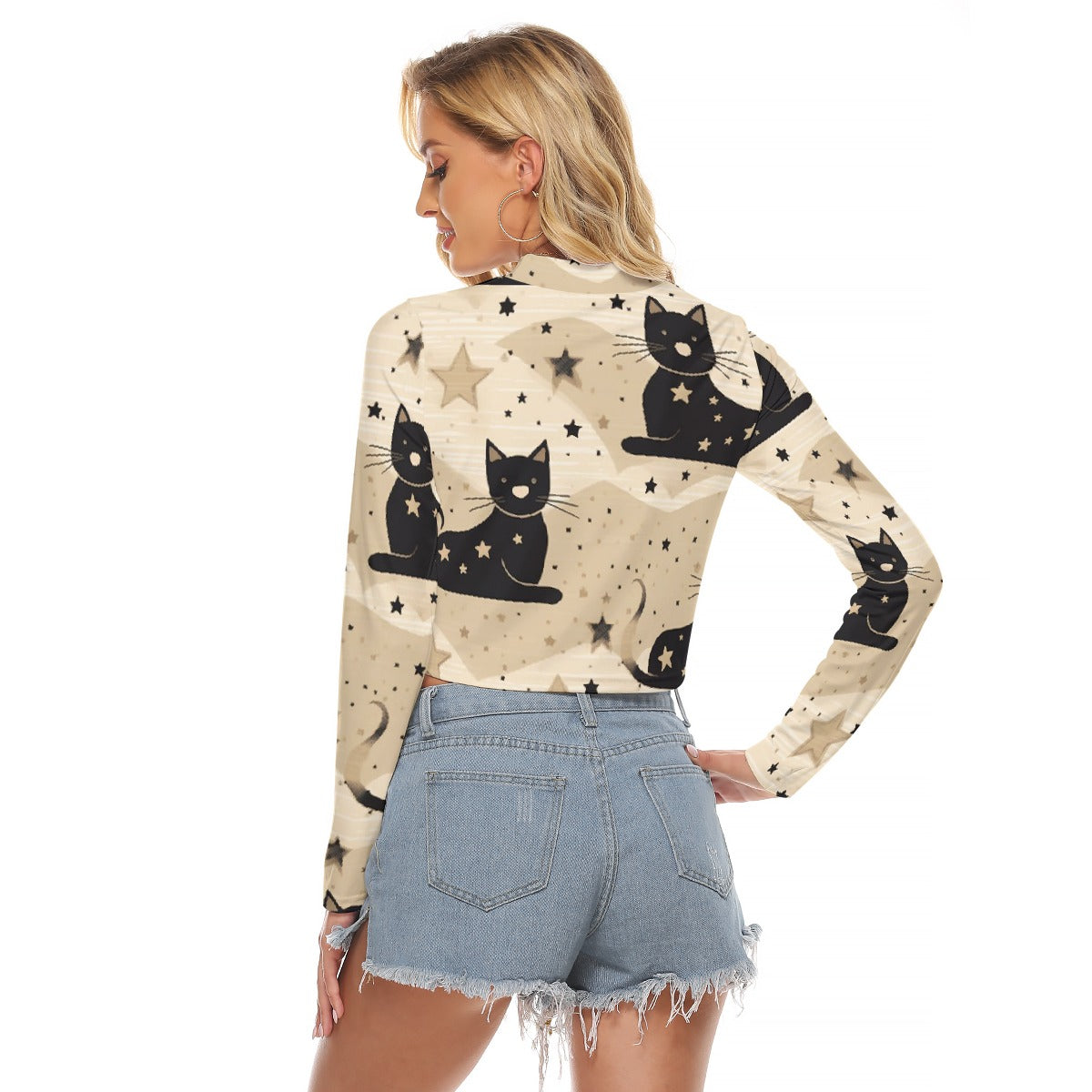 All-Over Print Women's Hollow Chest Keyhole Tight Crop Top