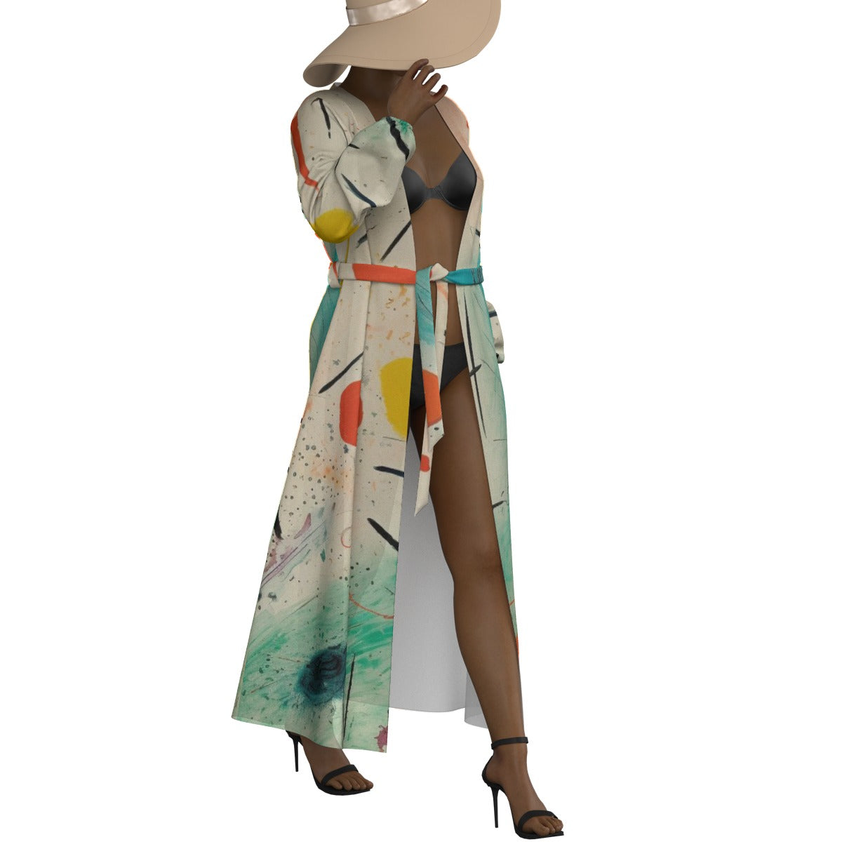 All-Over Print Women's Lace-up Chiffon Robe