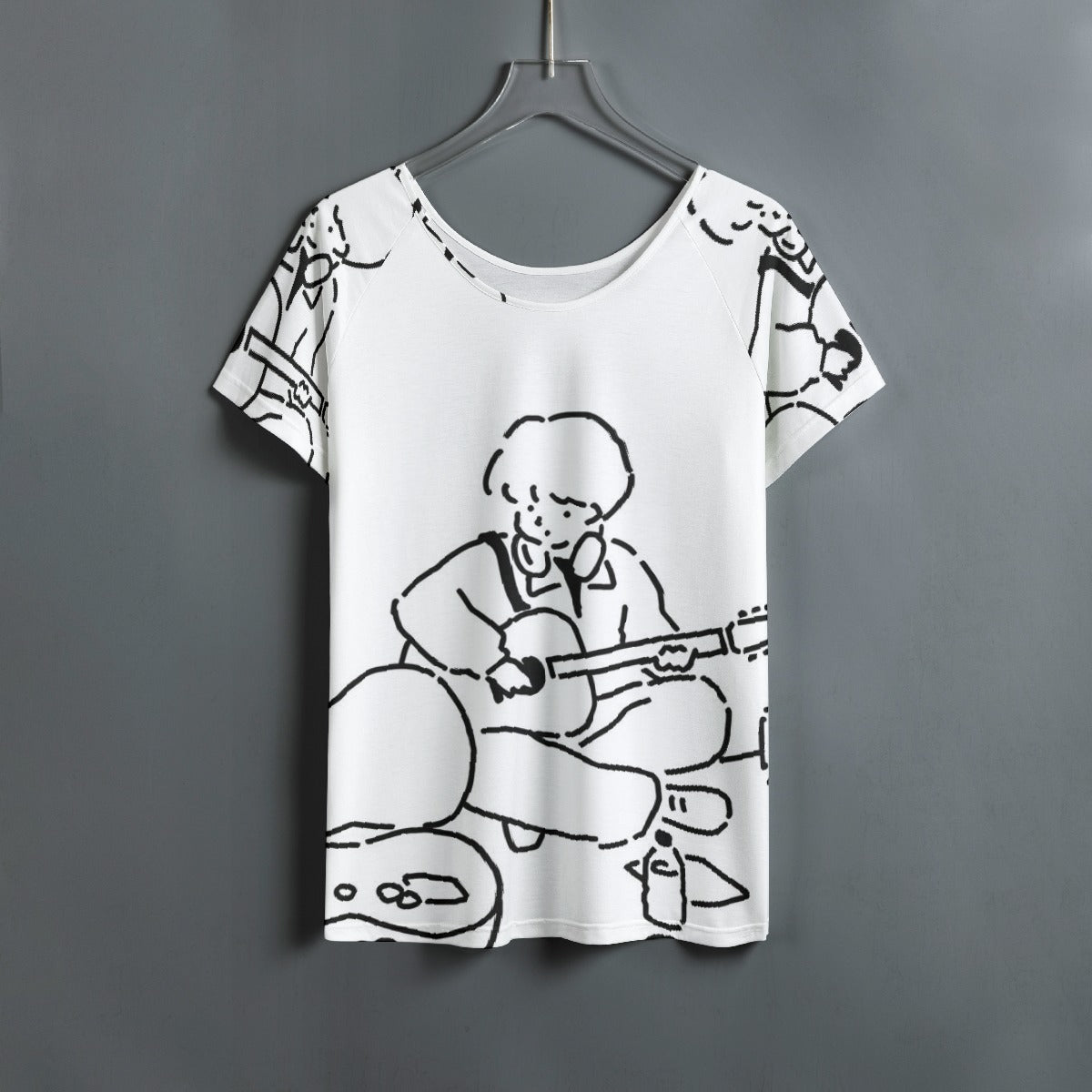 All-Over Print Women's Round Neck T-shirt With Raglan Sleeve