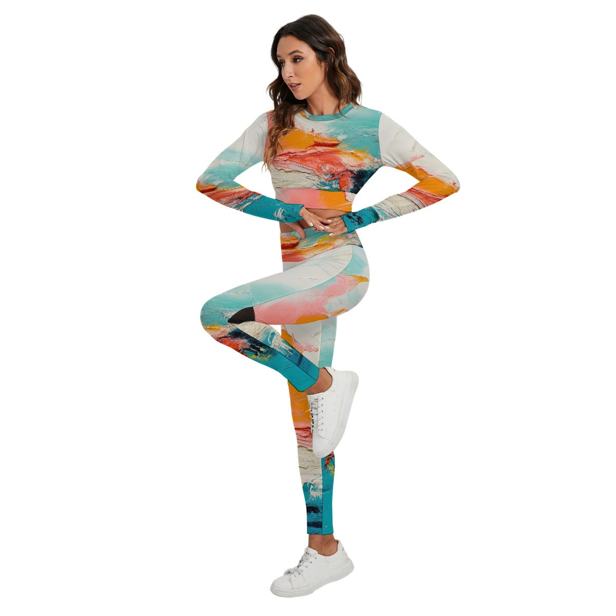 All-Over Print Women's Sport Set With Backless Top And Leggings