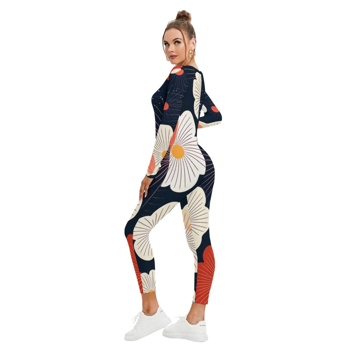 All-Over Print Women's Plunging Neck Jumpsuit