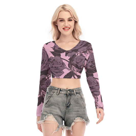 All-Over Print Women's Back Hollow T-shirt With Strap