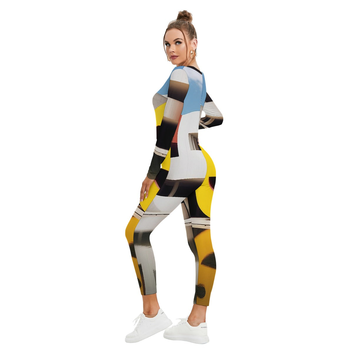 All-Over Print Women's Plunging Neck Jumpsuit