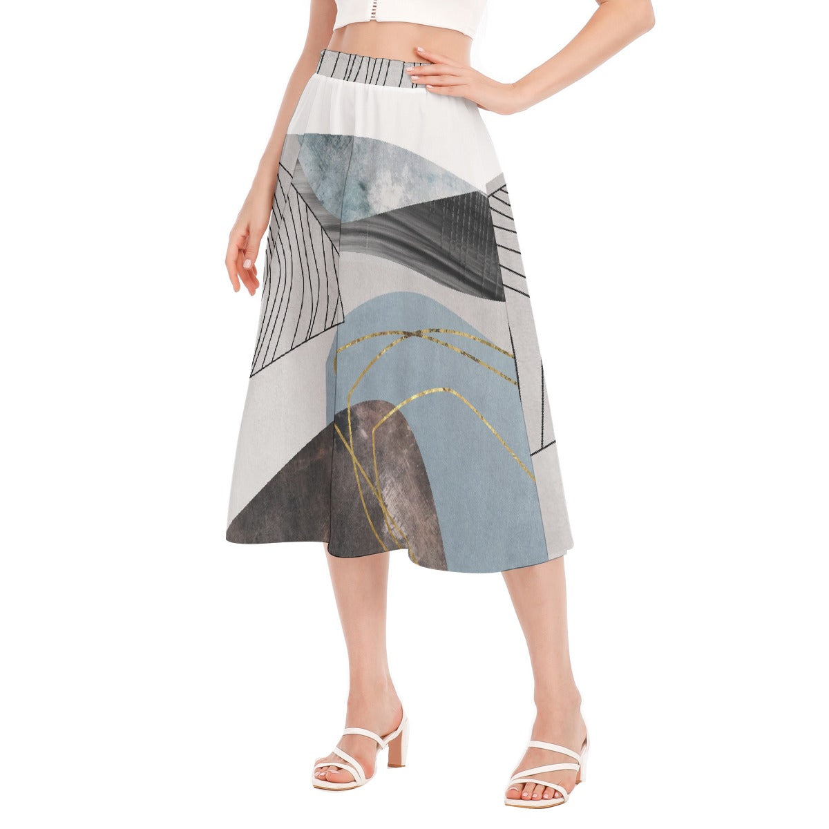 All-Over Print Women's Long Section Chiffon Skirt