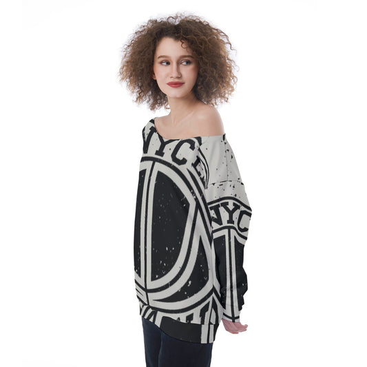 All-Over Print Oversized Women's Off-Shoulder Sweatshirt