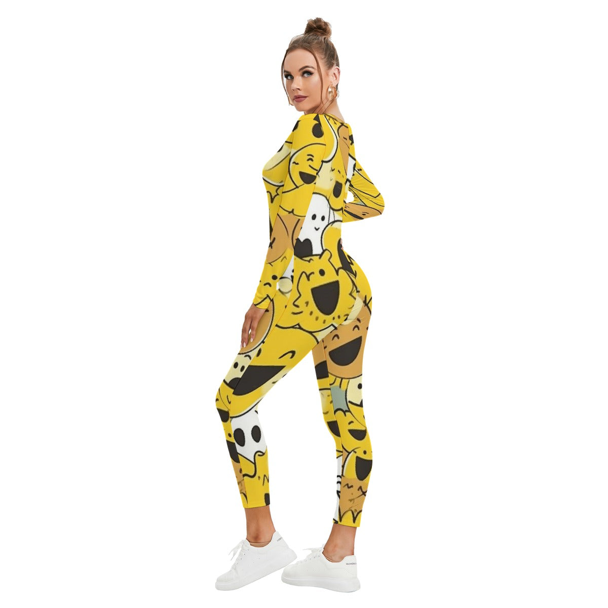 All-Over Print Women's Plunging Neck Jumpsuit