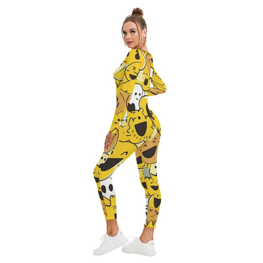 All-Over Print Women's Plunging Neck Jumpsuit