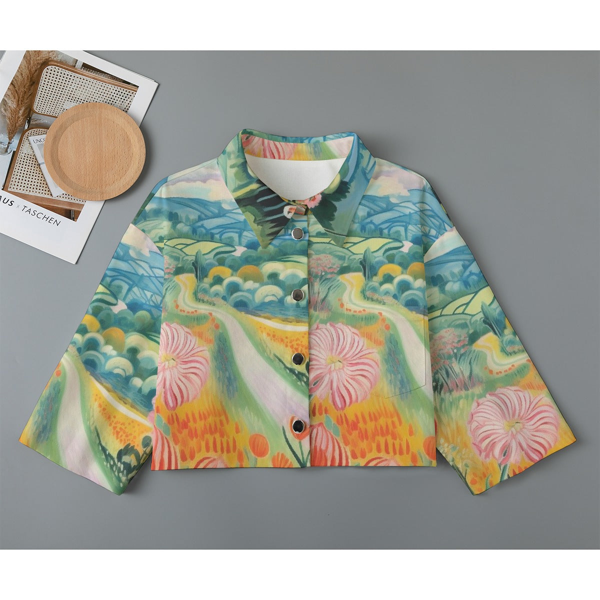 All-Over Print Women's Cropped Jacket | 245GSM Cotton