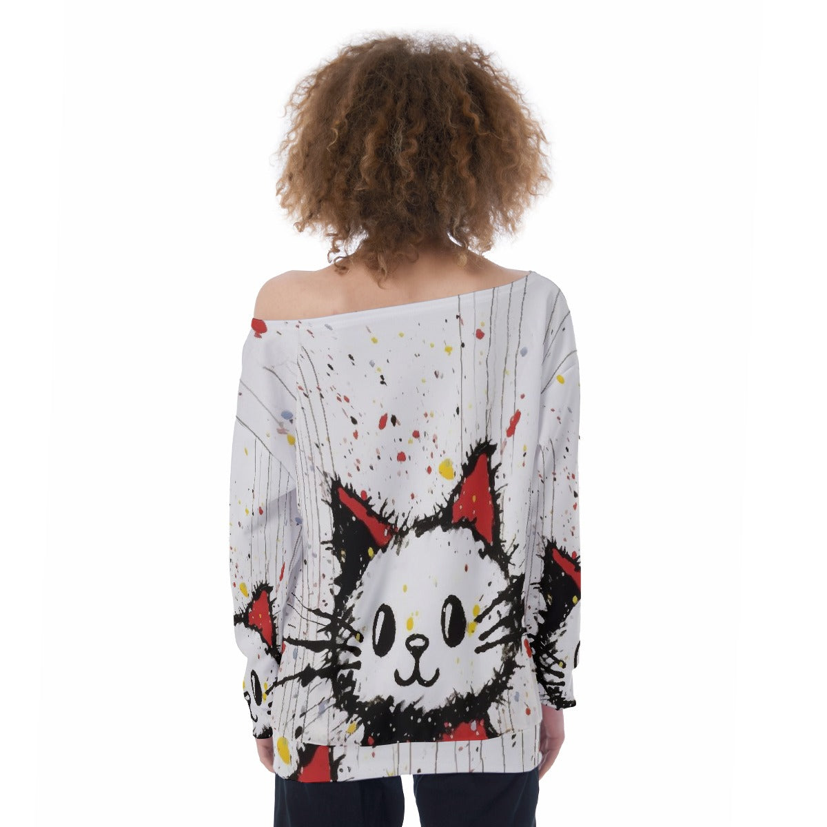 All-Over Print Oversized Women's Off-Shoulder Sweatshirt