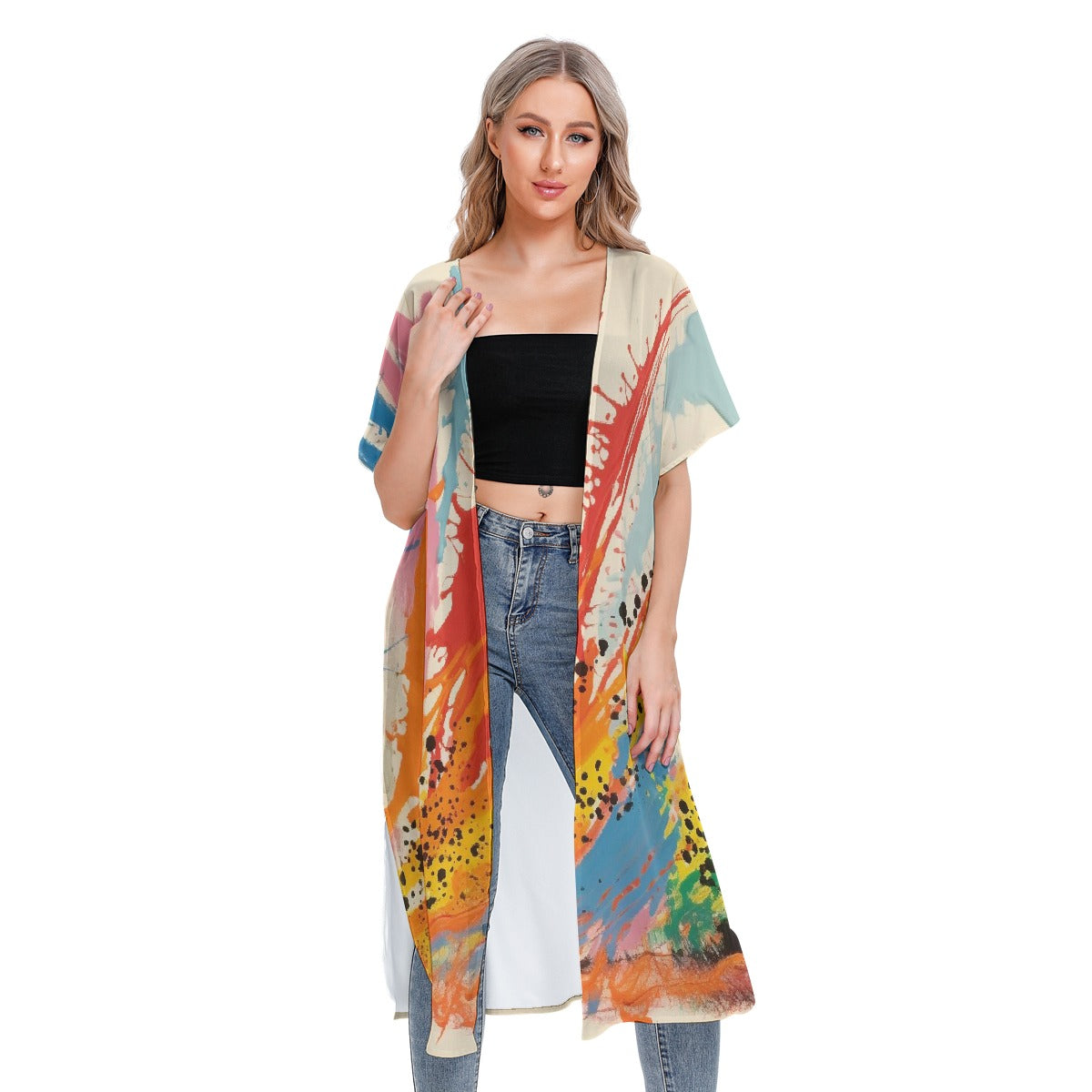 All-Over Print Women's Short Sleeve Cardigan