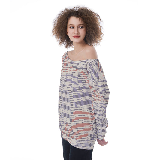 All-Over Print Oversized Women's Off-Shoulder Sweatshirt
