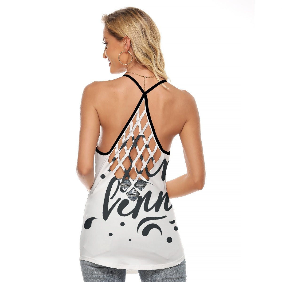 All-Over Print Women's Criss-Cross Open Back Tank Top