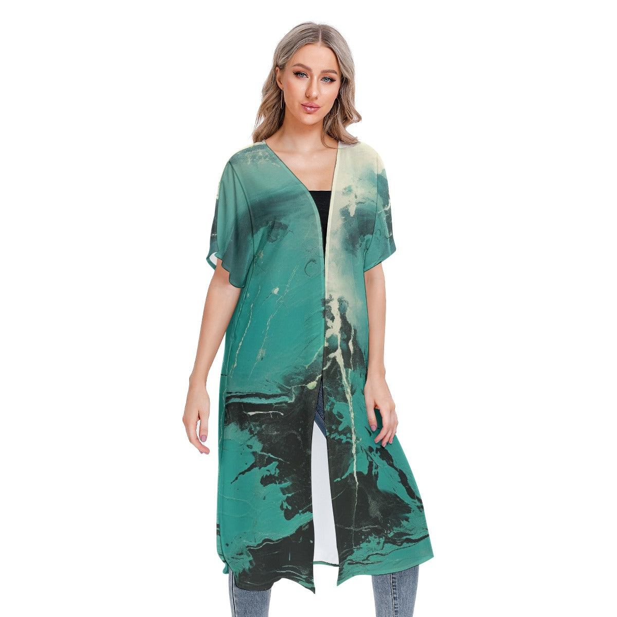 All-Over Print Women's Short Sleeve Cardigan