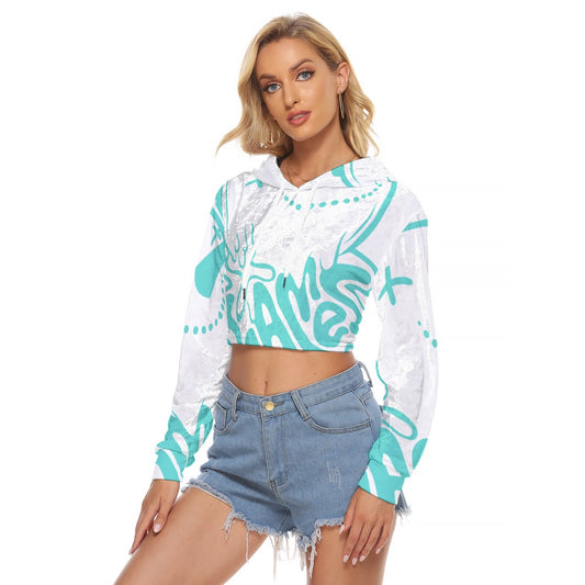 All-Over Print Women's Crop Top Hoodie|Velvet