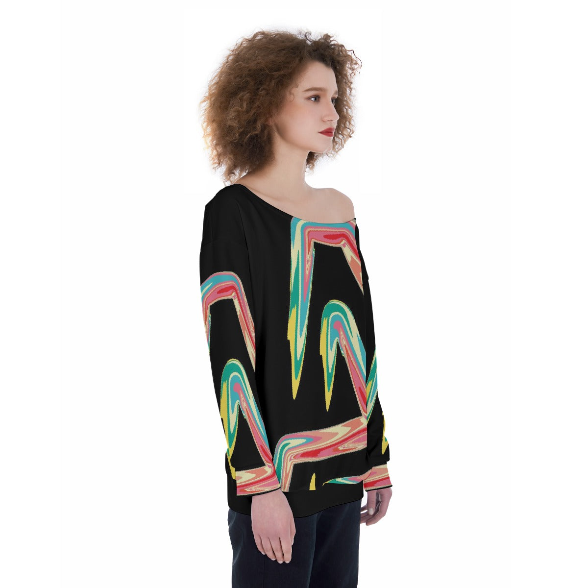 All-Over Print Oversized Women's Off-Shoulder Sweatshirt