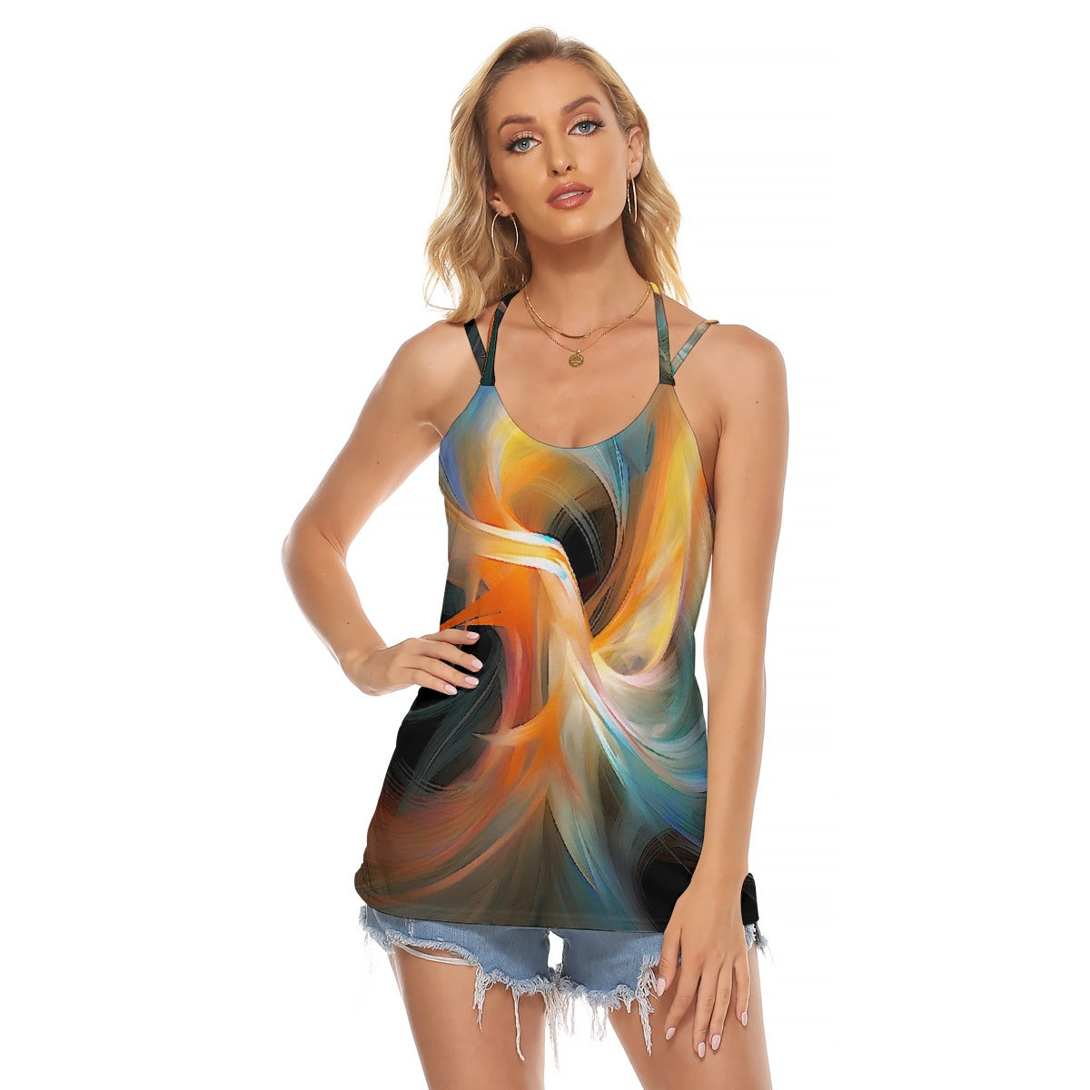 All-Over Print Women's Halter Top With Backless