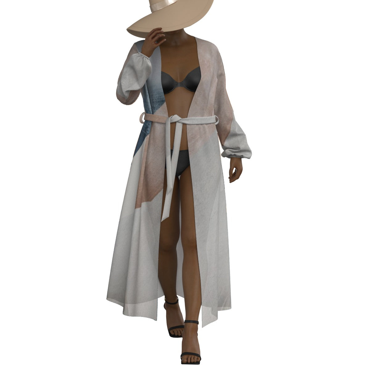 All-Over Print Women's Lace-up Chiffon Robe