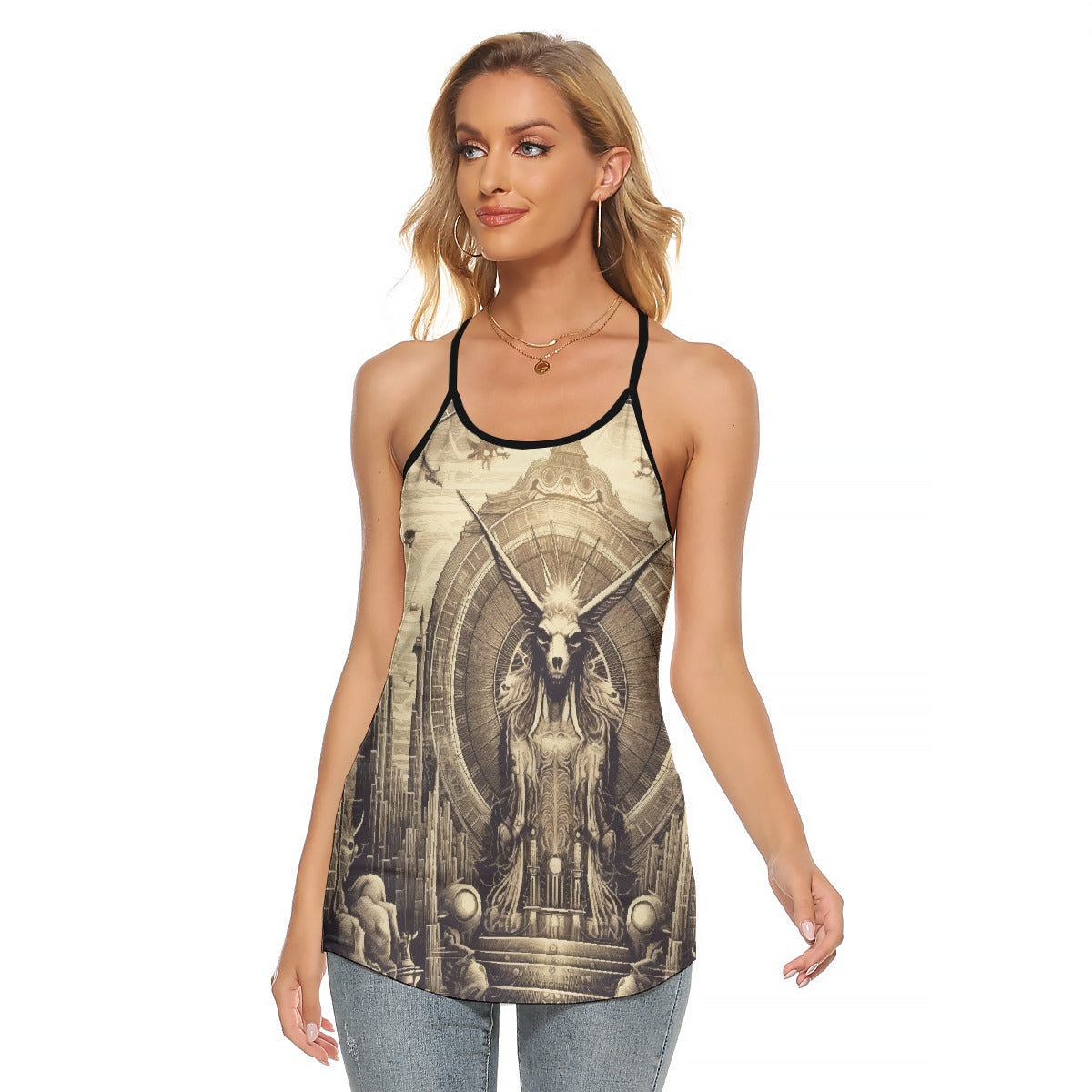 All-Over Print Women's Criss-Cross Open Back Tank Top