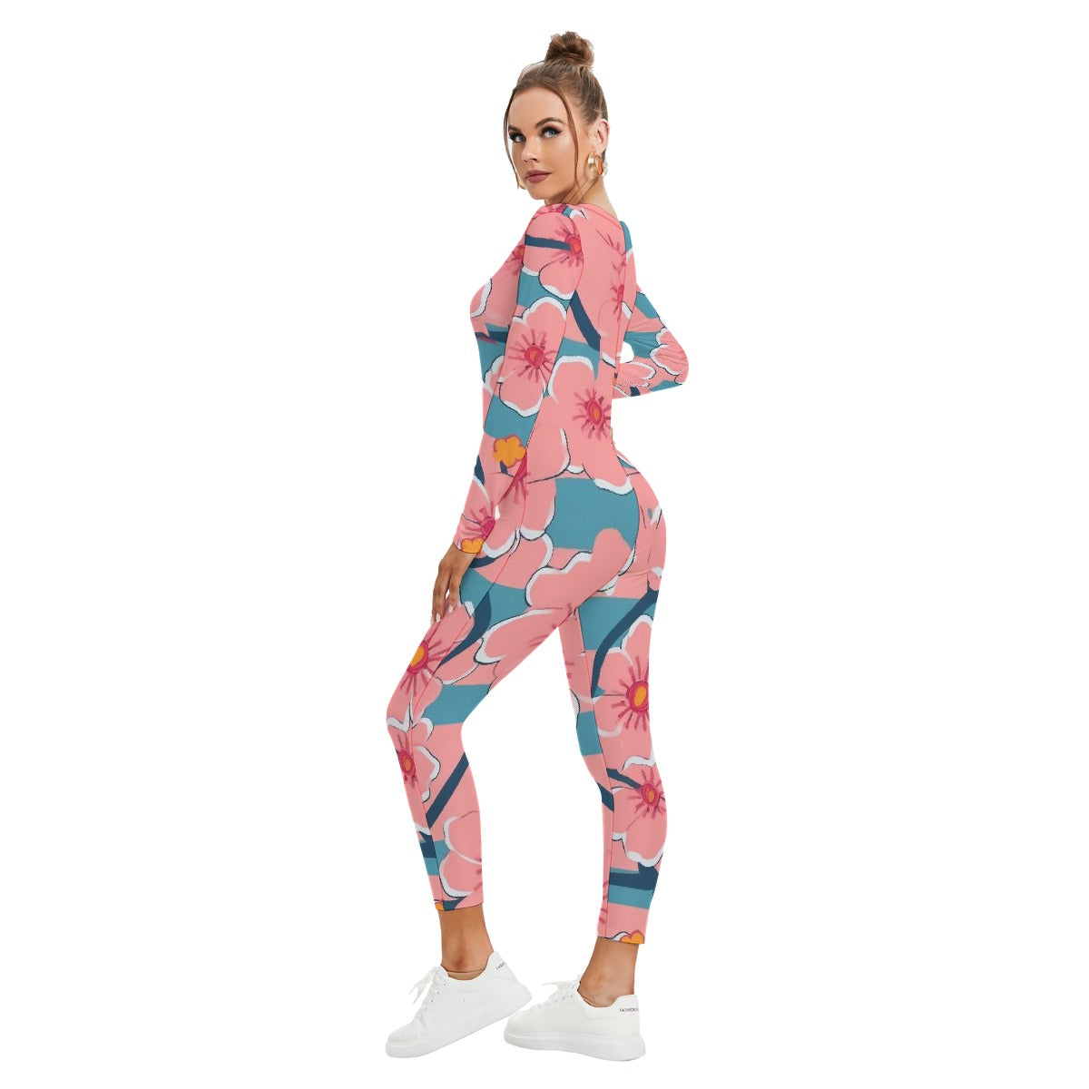 All-Over Print Women's Plunging Neck Jumpsuit